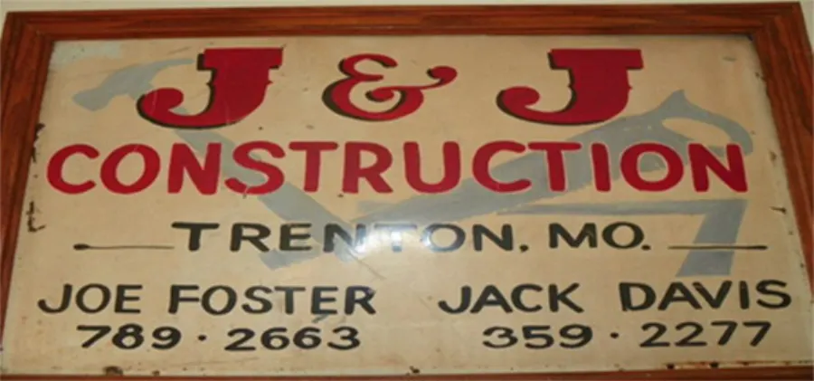 Historic J and J Construction and Garage Doors sign